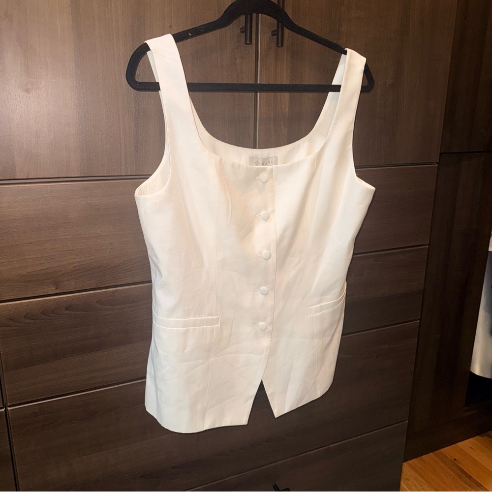 NWT Wayf Ivory Button-Front Top Size XL coastal chic timeless